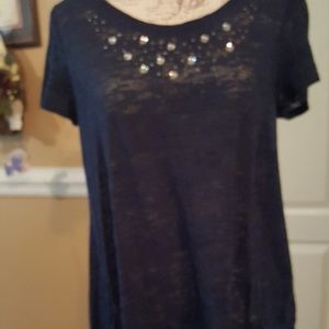 Navy French Laundry short sleeve with side pockets